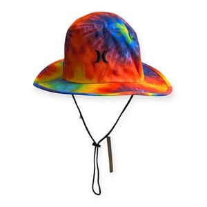 Hurley Mens Rainbow Tie Dye Boonie Sun Bucket Hat Adjustable Strap HIHM0085-LX